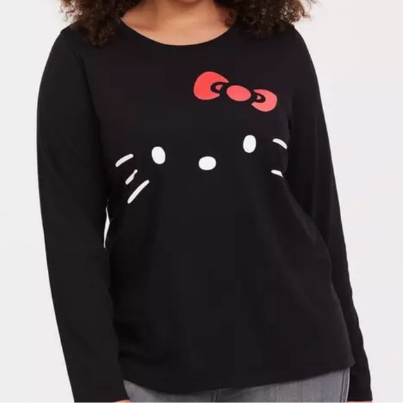 torrid Tops - Torrid Black Long Sleeve Hello Kitty Top Size 00 M/10